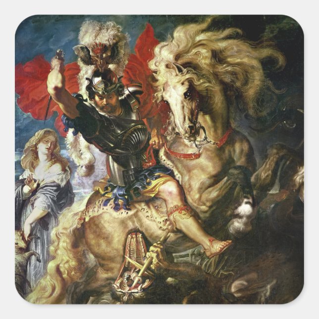 St. George and the Dragon, c.1606 Square Sticker (Front)