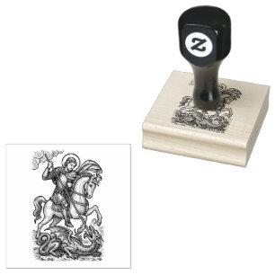 St. George and the Dragon Catholic  Rubber Stamp