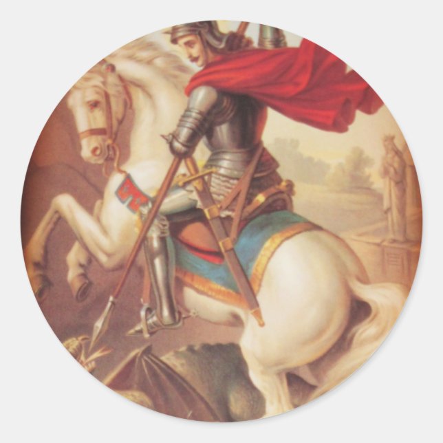 St. George and the Dragon Classic Round Sticker (Front)