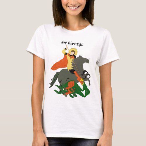 St George and the Dragon Design Ladies T_Shirt