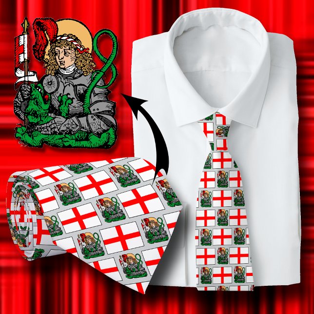 St. George and the Dragon & English Flag Pattern Neck Tie (Creator Uploaded)