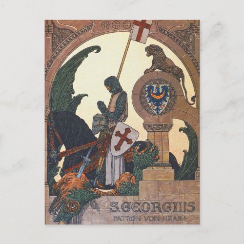 St George and the Dragon _ Heinrich Lefler Postcard