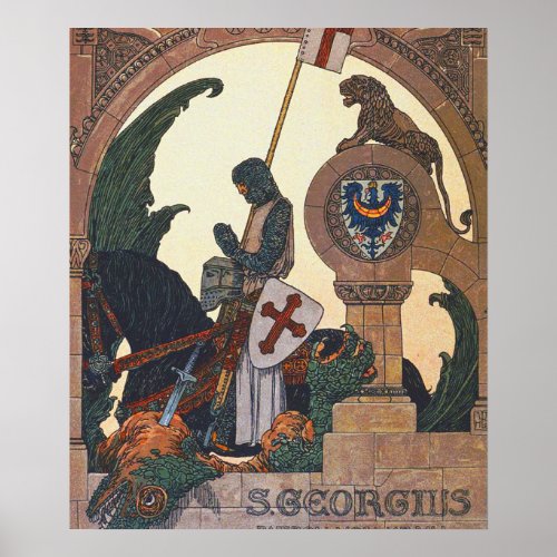 St George and the Dragon _ Heinrich Lefler Poster
