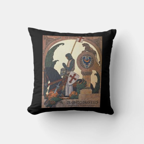 St George and the Dragon _ Heinrich Lefler Throw Pillow
