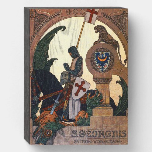 St George and the Dragon _ Heinrich Lefler Wooden Box Sign