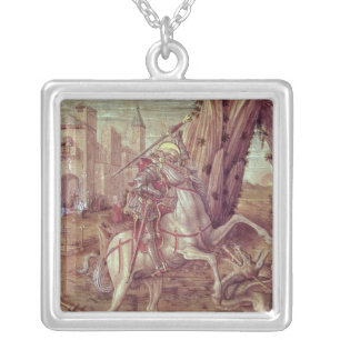 St. George and the Dragon Silver Plated Necklace