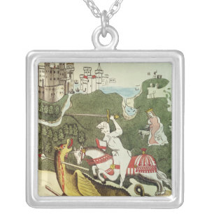 St. George and the Dragon Silver Plated Necklace