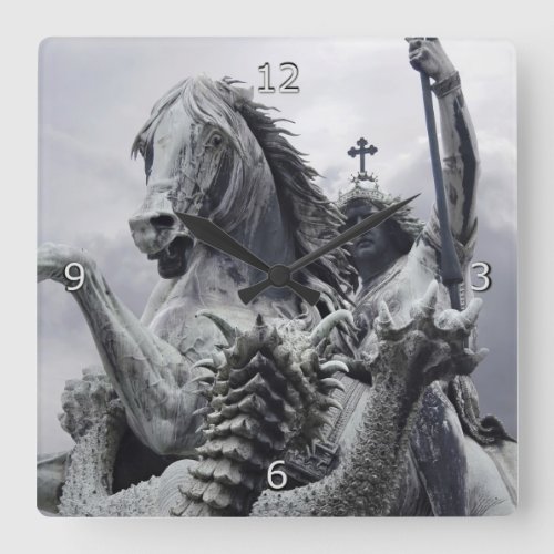 St George and the Dragon Square Wall Clock