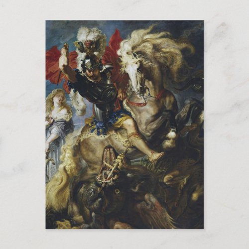 St George Battles the Dragon by Peter Paul Rubens Postcard
