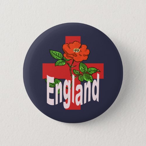 St George Cross With Tudor Rose and England Text Button