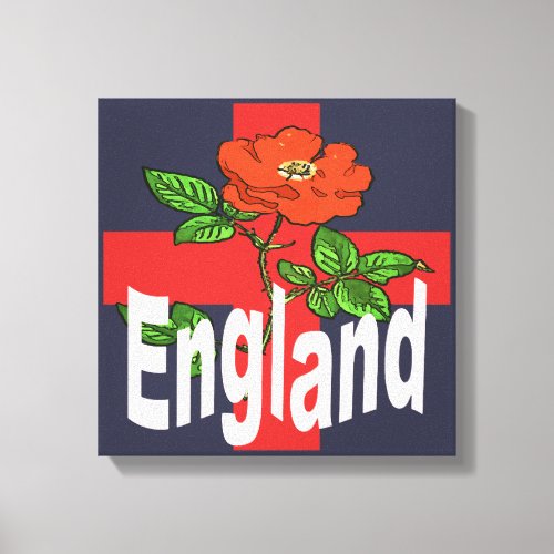 St George Cross With Tudor Rose and England Text Canvas Print
