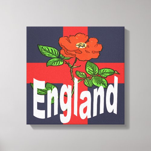 St George Cross With Tudor Rose and England Text Canvas Print