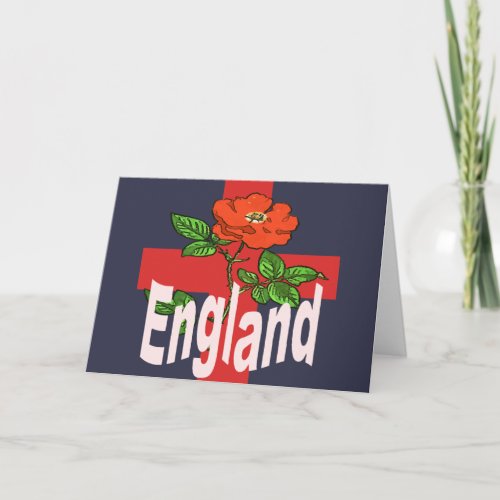 St George Cross With Tudor Rose and England Text Card