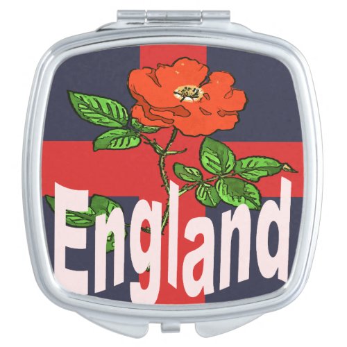 St George Cross With Tudor Rose and England Text Compact Mirror