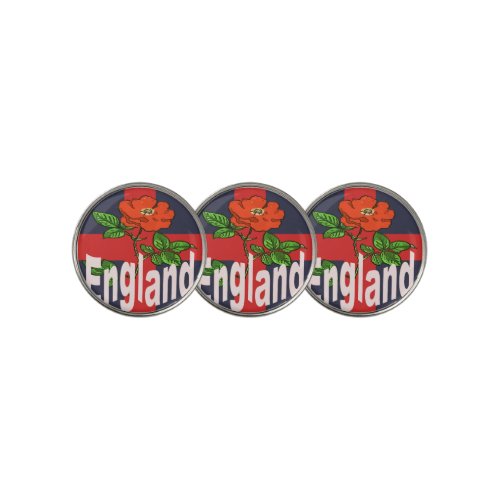 St George Cross With Tudor Rose and England Text Golf Ball Marker