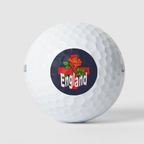 St George Cross With Tudor Rose and England Text Golf Balls