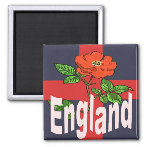 St George Cross With Tudor Rose and England Text Magnet