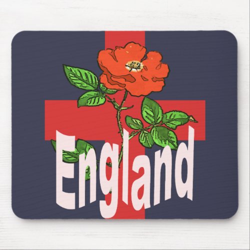 St George Cross With Tudor Rose and England Text Mouse Pad