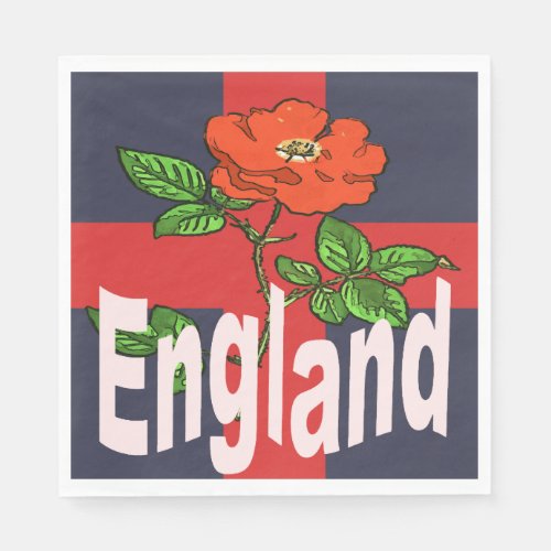 St George Cross With Tudor Rose and England Text Napkins