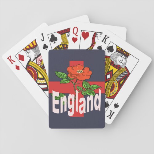 St George Cross With Tudor Rose and England Text Playing Cards