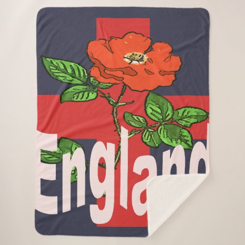 St George Cross With Tudor Rose and England Text Sherpa Blanket