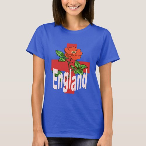 St George Cross With Tudor Rose and England Text T_Shirt