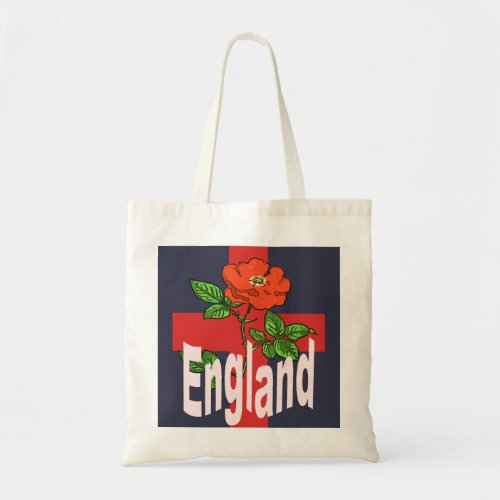 St George Cross With Tudor Rose and England Text Tote Bag