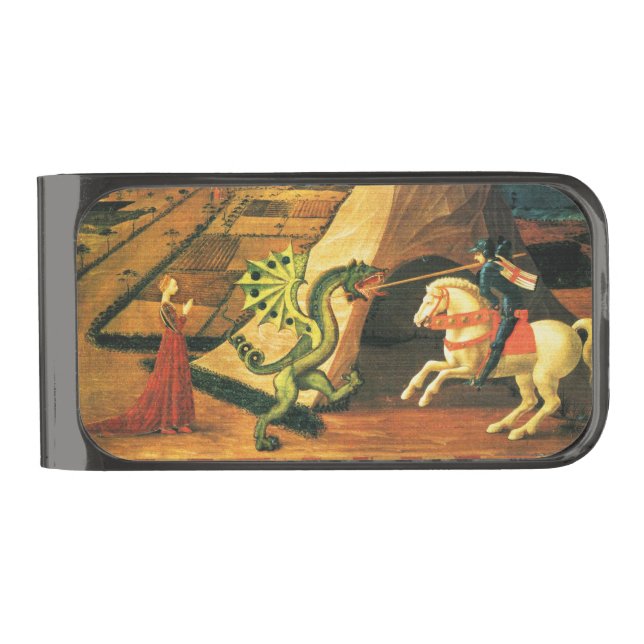 ST. GEORGE, DRAGON AND PRINCESS by Paolo Uccello Gunmetal Finish Money Clip (Front)