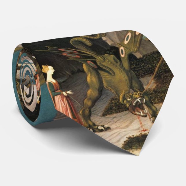 St. GEORGE, DRAGON AND PRINCESS by Paolo Uccello Neck Tie (Rolled)