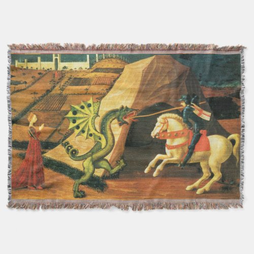 ST GEORGE DRAGON AND PRINCESS by Paolo Uccello Throw Blanket