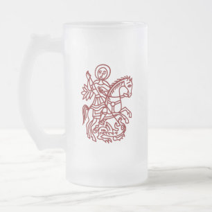 St George Dragon Jerusalem Cross Heritage Tattoo Frosted Glass Beer Mug