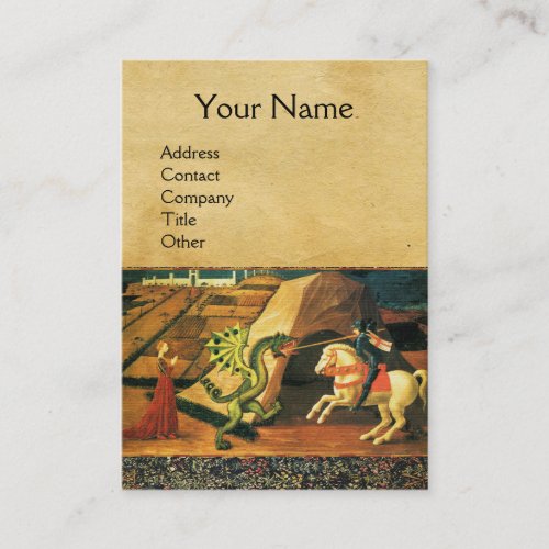 ST GEORGE DRAGONPRINCESS Green Brown Parchment Business Card
