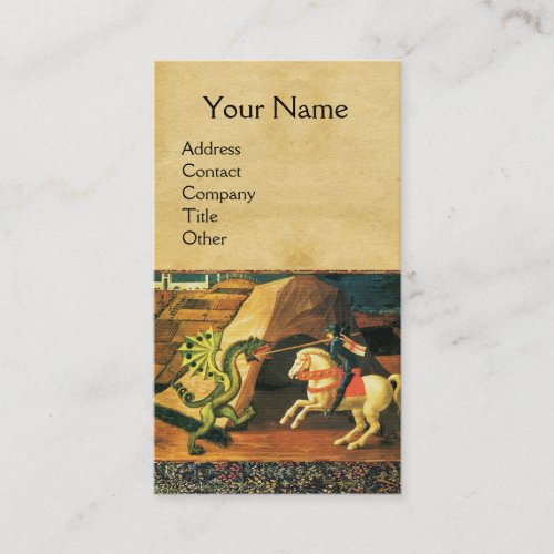 ST GEORGE DRAGONPRINCESS Green Brown Parchment Business Card
