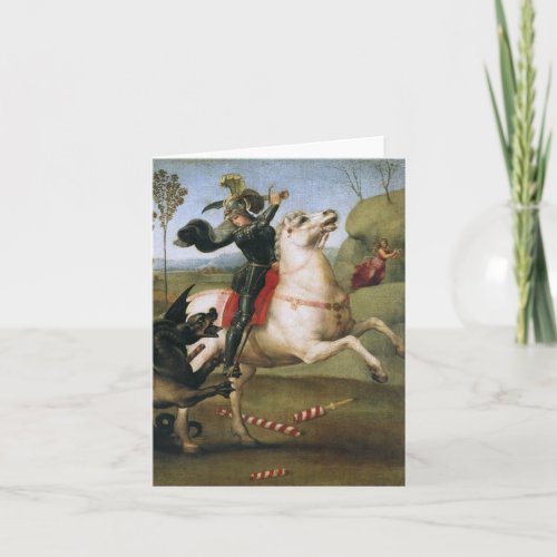 St George Fighting Dragon Raphael Fine Art Card