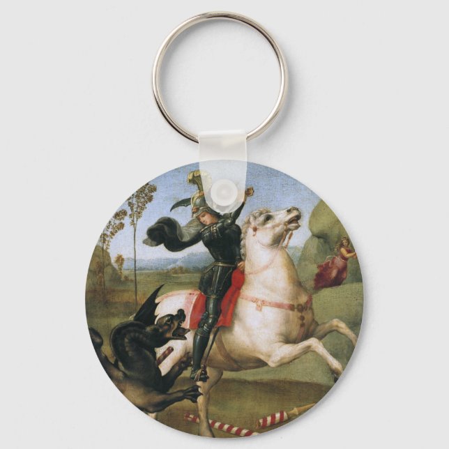 St. George Fighting Dragon Raphael Fine Art Keychain (Front)