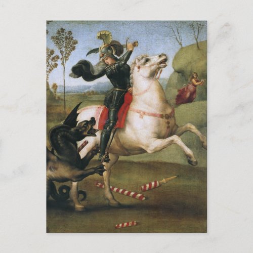 St George Fighting Dragon Raphael Fine Art Postcard