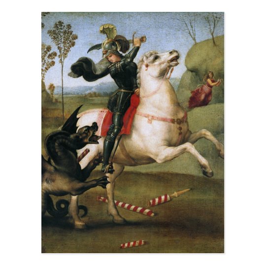 St. George Fighting Dragon Raphael Fine Art Postcard | Zazzle.com