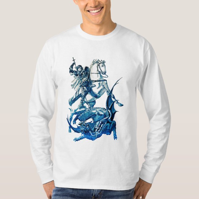  St George Fighting Dragon Saint George and Dragon T-Shirt (Front)