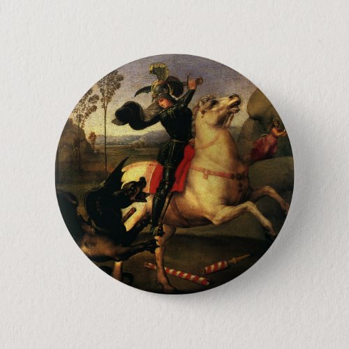 St George Fighting the Dragon by Raphael Sanzio Button