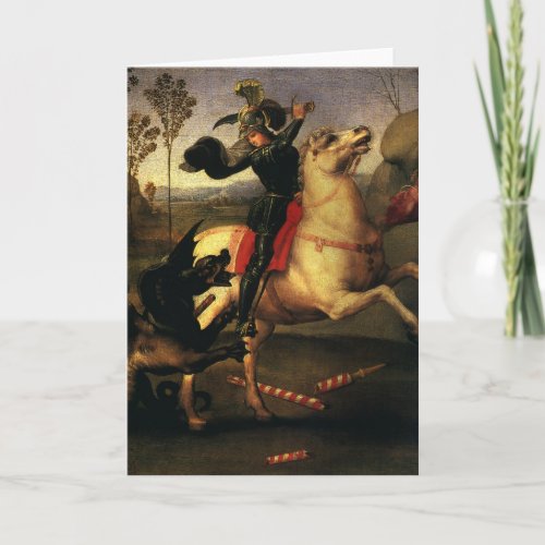 St George Fighting the Dragon by Raphael Sanzio Card