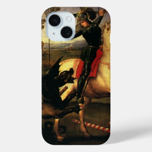 St George Fighting the Dragon by Raphael Sanzio iPhone 15 Case