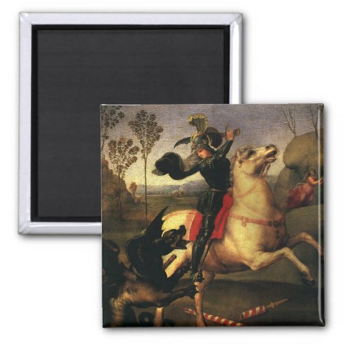 St George Fighting the Dragon by Raphael Sanzio Magnet