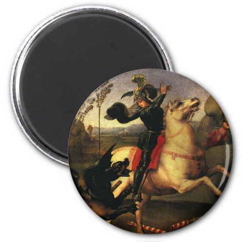 St George Fighting the Dragon by Raphael Sanzio Magnet