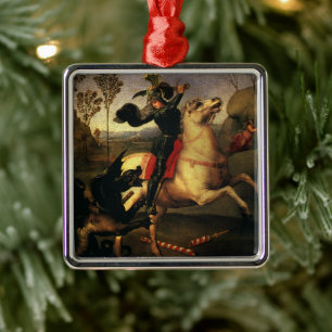 St. George Fighting the Dragon by Raphael Sanzio Metal Ornament