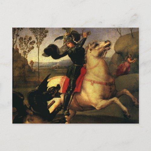 St George Fighting the Dragon by Raphael Sanzio Postcard