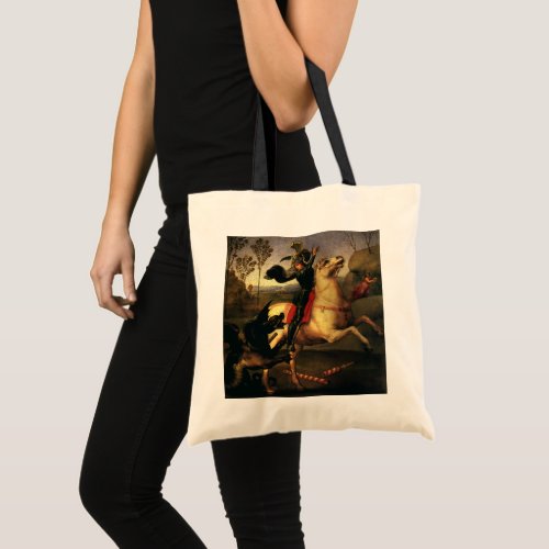 St George Fighting the Dragon by Raphael Sanzio Tote Bag