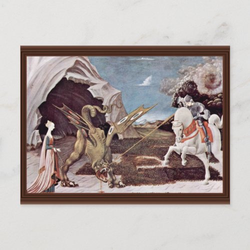 St George Fighting The Dragon By Uccello Paolo Postcard
