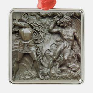 St. George Fighting the Dragon Metal Ornament