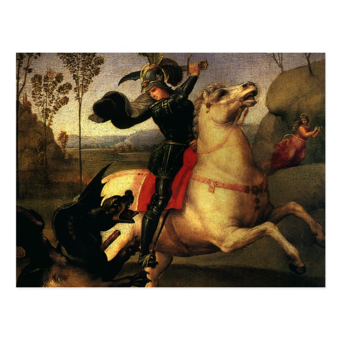 St. George Fighting the Dragon, Raphael, Raffaello Post Card