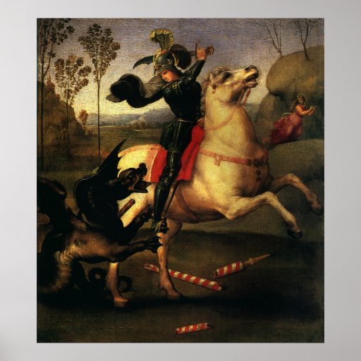 St. George Fighting the Dragon, Raphael, Raffaello Poster | Zazzle